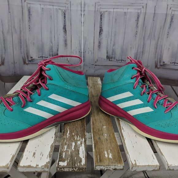 Adidas kids Q16038 shoes hi-tops sneakers green pi - Picture 2 of 8